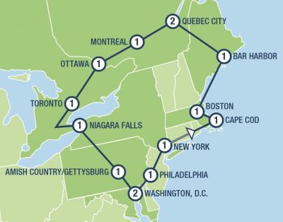 Map showing the Tour regions